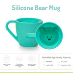 melii Silicone Bear Mug for Toddlers and Kids - Durable Food-Grade BPA-Free Cup for Hot and Cold Beverages - Fun Bear-Shaped with Easy-Grip Handle, Dishwasher Safe - Blue