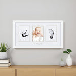 Pearhead Baby Hand and Footprint Kit - Inkless No Mess Clean-Touch Ink Pad, Newborn Keepsake Frame, Nursery Decor Essentials, Perfect Shower Gift for Boys and Girls, White