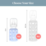 Lifefactory Glass Baby Bottle with Stage 1 Nipple and Protective Silicone Sleeve Blanket 4 Oz