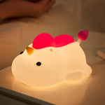 joyful xinghai Unicorn Night Light for Kids, Soft Silicone Tap Control Lamp with 30-Min Auto-Off Timer, Rechargeable Portable LED Bedroom Bedside Light for Baby Nursery Toddler