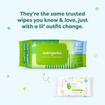 Babyganics Baby Wipes, Unscented Diaper Wipes, 400 Count, (5 Packs of 80)