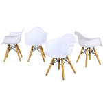 Costzon Kids Table and Chair Set, Mid-Century Modern Style Table Set Round Table with Armchairs for Toddler Children, Kids Dining Table and Chair Set (White, Table & 4 Chairs)
