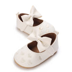 LAFEGEN Baby Girls Mary Jane Flats with Bownot Non Slip Soft Sole PU Leather Newborn Infant Toddler First Walker Cirb Dress Shoes(12-18 Months Toddler 21 White)