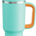 40 oz Tumbler with Handle and Straw: Stainless Steel Insulated Tumbler Keeps Cold for 24 Hours, Leakproof Travel Cup Fits in Cup Holder and BPA-Free, Cotton Candy