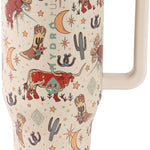 HydroJug Traveler - 40 oz Water Bottle with Handle & Flip Straw - Fits in Cup Holder, Leak Resistant Tumbler-Reusable Insulated Stainless Steel & Rubber Base - Gifts for Women & Men, Pink Sand