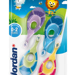 Jordan* | Step 1 Baby Toothbrush | 0-2 Years, Soft Bristles, BPA Free | Green & Blue | 4 Pack