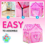 PLAY 10 Kids Tent, Princess Castle Pink Tent for Kids, Kids Playhouse Kids Play Tent, Kids Tent Indoor Playhouse for Kids Outdoor, 37 * 28 * 40inch,Big Enough for 2-3 Little Kids Play Together