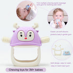 Smily Mia Never Drop Reindeer Silicone Baby Chewing Toy for 3M+ Infants, Easy to Hold Teething Miteen with Soft Textures for Sensory Exploration and Teething Pain Relief-Purple
