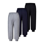 Nivne Tco Toddler Boys 3-Pack Sweatpants Set Casual Side Striped Elastic Waist Loose Fitted Lounge Harem Pants (US, Age, 4 Years, Black+Grey+Blue)