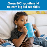 Dr. Brown's Milestones Straw to 360° Cup Set, Convertible Toddler Training Cup Set with Interchangeable Silicone Straw and 360 Degree Cup Lids, Ocean Blue, 10 oz/300 mL, BPA Free, 9m+, 2 Pack