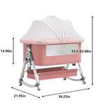 Nawahev Baby Bassinet,3 in 1 Baby Bassinets Bedside Sleeper with Wheels and Mosquito Net,Bedside Bassinet for Baby with Comfy Mattress, Mattress&Breathable Mesh,Storage Basket