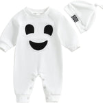 Ledy Champswiin 2Pcs Neutral Outfits Newborn Baby Boy Girl Pumpkin Romper Jumpsuit My 1st Halloween Clothes with Hat