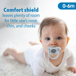 Dr. Brown's HappyPaci 100% Silicone Baby Pacifier, Contoured One-Piece Design, Light-Blue, Blue, White, 0-6m, BPA-Free, 4-Pack