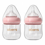 Glass Baby Bottles,Anti Colic Breastfeeding Bottle with Natural Response Nipple Size S,Wide Neck Slow Flow Baby Bottle for Baby,Newborn,Preemie 0-3 0-6 Month,BPA Free (Pink, 1 Pack, 4 Ounce)
