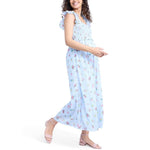 Motherhood Maternity Sleeveless Ruffle Shoulder Smocked Maxi Pregnancy Dress, Skyway Ditsy Floral, Medium
