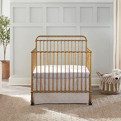 Namesake Winston 4-in-1 Convertible Mini Crib w/Removable Wheels - Converts to Toddler Bed, Daybed & Twin-Size Bed - GREENGUARD Gold Certified - 4 Adjustable Heights - Durable Metal, Easy to Assemble