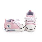 KKIIDDSS Unisex Baby Girls Boys Canvas High-top Shoes, Newborn Infant Anti-Slip Soft Sole Frist Walking Sneakers (A02/Little Pink,12-18 Months)