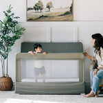 Baby Delight Lunaire Full Size Crib & Playard | Breathable Mesh Baby Crib | Tool-Free Assembly Baby Bed | 100% GOTS Certified Organic Cotton Fabric | Organic Sage