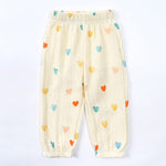 MYGBCPJS Baby Boys Girls 2 Pack Cotton Linen Long Bloomers Graphic Printed Trousers Ankle Length Kids Elastic Waist Pants