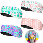 Zhanmai 4 Pieces Kids Swimming Headband Adjustable Swimmer's Headband Waterproof Water Headband Ears Band Kids Swimming Ear Covers for Ear Protection (Marine Style,24 Inch)