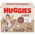 Huggies Calm baby wipes packaging with a baby on the box.