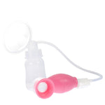 Pink and white pet water bottle with attached tube on a white background