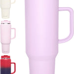 40 oz Tumbler with Handle, Insulated Tumblers with Lid and Straw, Large Metal Sports Water Bottle Jug, Thermal Stainless Steel Travel Coffee Mug Cup, Black