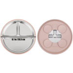 PandaEar 6-in-1 Stainless Steel Baby Feeding Set | Divided Suction Plate, Bowl, Sippy Cup with Straw, Bib, Spoon & Fork | BPA-Free Toddler Feeding Essentials for Self-Feeding (Pink)