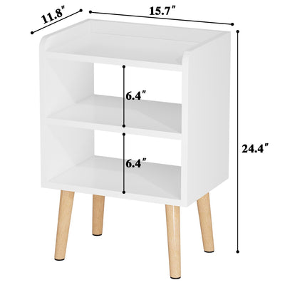 LUCKNOCK Night Stand, White Bedside Table, Modern End Table with Open Storage, Small nightstand for Small Space, Living Room, Bedroom, Kids Room, Dorm.