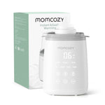 Momcozy baby bottle warmer with packaging on a white background
