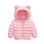 XMWEALTHY Baby Boys Girls Winter Coats Toddler Light Puffer Down Jacket Infant Kids Bear Hoods Padded Outwear Pink 2T