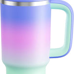 40 oz Tumbler with Handle and Straw: Stainless Steel Insulated Tumbler Keeps Cold for 24 Hours, Leakproof Travel Cup Fits in Cup Holder and BPA-Free, Cotton Candy