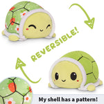 TeeTurtle - The Original Reversible Turtle Plushie - Strawberries + Flowers - Cute Sensory Fidget Stuffed Animals That Show Your Mood