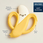 Itzy Ritzy Banana-Shaped Baby Teether with Handles – Silicone Teether for Babies with Easy-Grab Handles and Textured, Teethable Surfaces - Baby Teething Toy for 3 Months & Up (Banana)