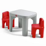 Step2 Mighty My Size Kids Table & Chair Set, Playroom Activity Table for Arts & Crafts, Made of Durable Plastic, For Toddlers 2+ Years Old, Gray & Red