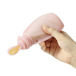 PandaEar 3 Pack Reusable Silicone Baby Food Pouches Squeeze Pouches for Toddler Kids with 3 Silicone Puree Feeder Spoon BPA-Free Silicone Refillable Baby Food Storage 5.5oz(Dark pink/Light Pink/Linen)