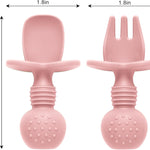Silicone Feeding Set, 2 Pack Divided Toddler Plates with Suction, 2 Pack Utensils - Spoons & Forks, BPA Free, Baby Led Weaning Supplies