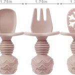 PandaEar 4 Pack Silicone Baby Spoons Forks Feeding Set, Toddler Utensils Baby Led Weaning Supplies, First Stage Baby Spoon Self Feeding 6 Months Old Baby Essentials