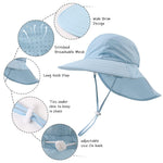Toddler Summer Hat with Neck Flap Waterproof Kids Swim Hat Baby UV Protection Sun Hats Beach Cap for Boys Girls (1-4 Years, Sky Blue)