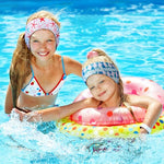 Zhanmai 4 Pieces Kids Swimming Headband Adjustable Swimmer's Headband Waterproof Water Headband Ears Band Kids Swimming Ear Covers for Ear Protection (Marine Style,24 Inch)