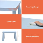 Costzon Kids Table and Chairs, 3 Piece Plastic Easy Clean Children Activity Desk for Reading, Drawing, Snack Time, Arts Crafts, Preschool, Kindergarten & Playroom, Toddler Table and Chair Set (Blue)