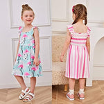 PATPAT 3 Packs Girl Toddler Dresses Sleeveless Flamingo Striped Toddler Summer Casual Dresses 18-24 Months Multicoloured