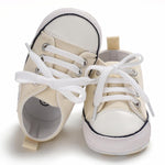 KKIIDDSS Unisex Baby Girls Boys Canvas High-top Shoes, Newborn Infant Anti-Slip Soft Sole Frist Walking Sneakers (A03/Beige,0-6 Months
