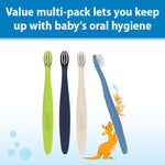 Dr. Brown's Infant-to-Toddler Toothbrush Set, Soft & Gentle Manual Toothbrushes for Baby, Green/Dark Blue/Ecru/Blue, BPA Free, 0-3 Years – 4-Pack