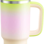 40 oz Tumbler with Handle and Straw: Stainless Steel Insulated Tumbler Keeps Cold for 24 Hours, Leakproof Travel Cup Fits in Cup Holder and BPA-Free, Cotton Candy