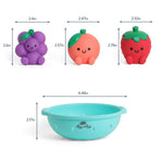 Itzy Ritzy Bath Squirter Toys – Set of 3 Textured, Fruit-Shaped Bath Toys & 1 Sprinkle Strainer – Itzy Splash Pals Promote Sensory Play, Cause & Effect, & Motor Skill Development – 6 Mos & Up (Fruit)