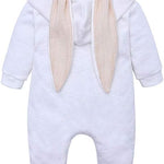 Simplee kids Animal Bunny Baby Easter Romper Long Ear Rabbit Hoodie Romper Jumpsuit with Zipper