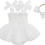 Murnouche Newborn Baby Girl Romper Dress Summer Clothes Boho Photoshoot Outfits with Headband