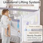 omzer 3-Piece Twin Size Bed Rail for Toddler - Adjustable Height Bed Rail for Baby with Double Child Lock - Bed railguard with Pattern - Safety Guard Rails for Twin Size Bed - 39x75x75”