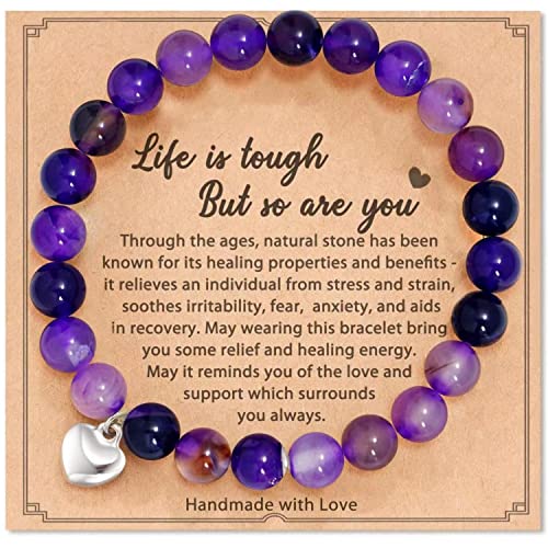 Get Well Soon Gifts for Women,Natural Stone Healing Bracelet, Inspirational Gifts for Women Teen Girls